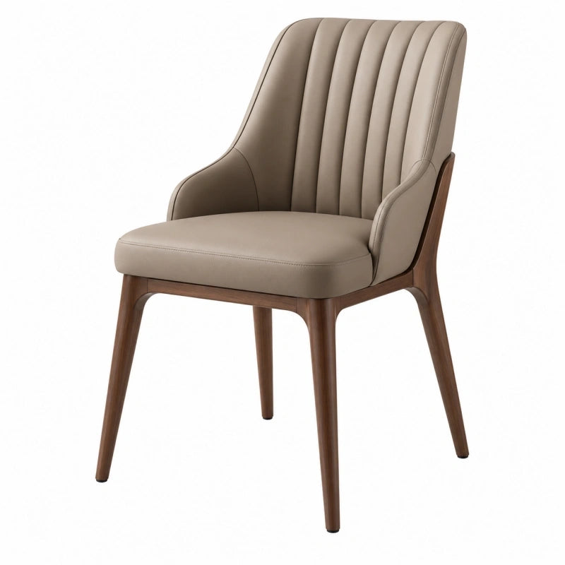 Fauteuil de salle à manger 58 x 62 x 85 cm en bois brun et revêtement beige style contemporain