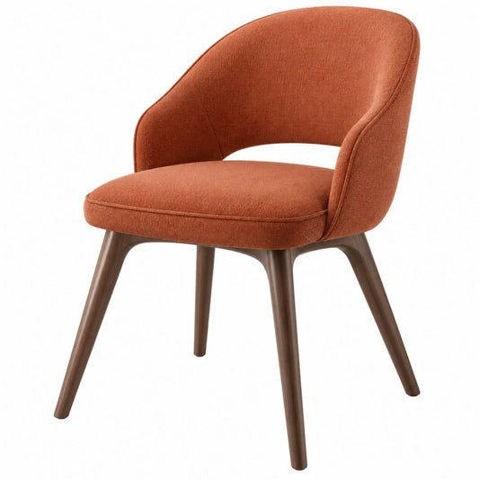 Fauteuil de salle à manger 58 x 60 x 82 cm textile terracotta pieds en bois style contemporain