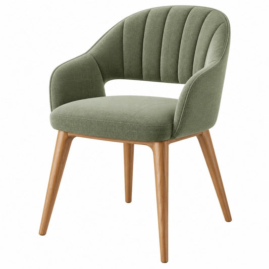 Fauteuil 65 x 62 x 82 cm en tissu vert avec pieds en bois style contemporain