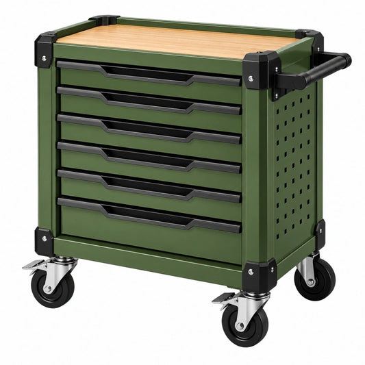 Servante d atelier 80 cm en acier vert avec 7 tiroirs et roulettes
