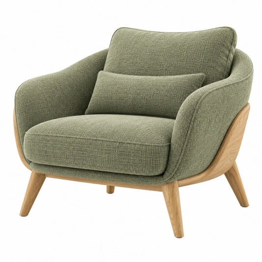Fauteuil 90 x 85 x 82 cm vert en tissu et bois style scandinave